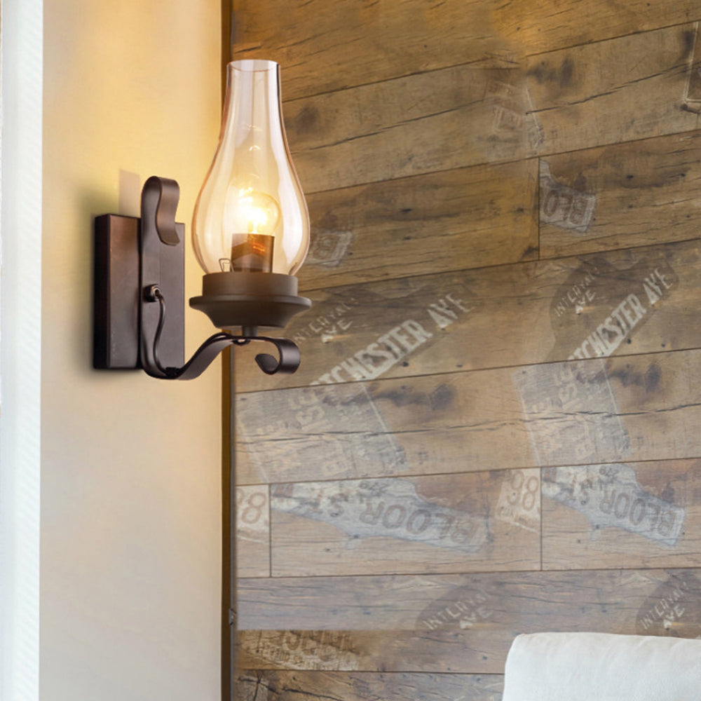 Valerio Vintage Design Kaars Wandlamp Hout Metalen Woon/Slaapkamer