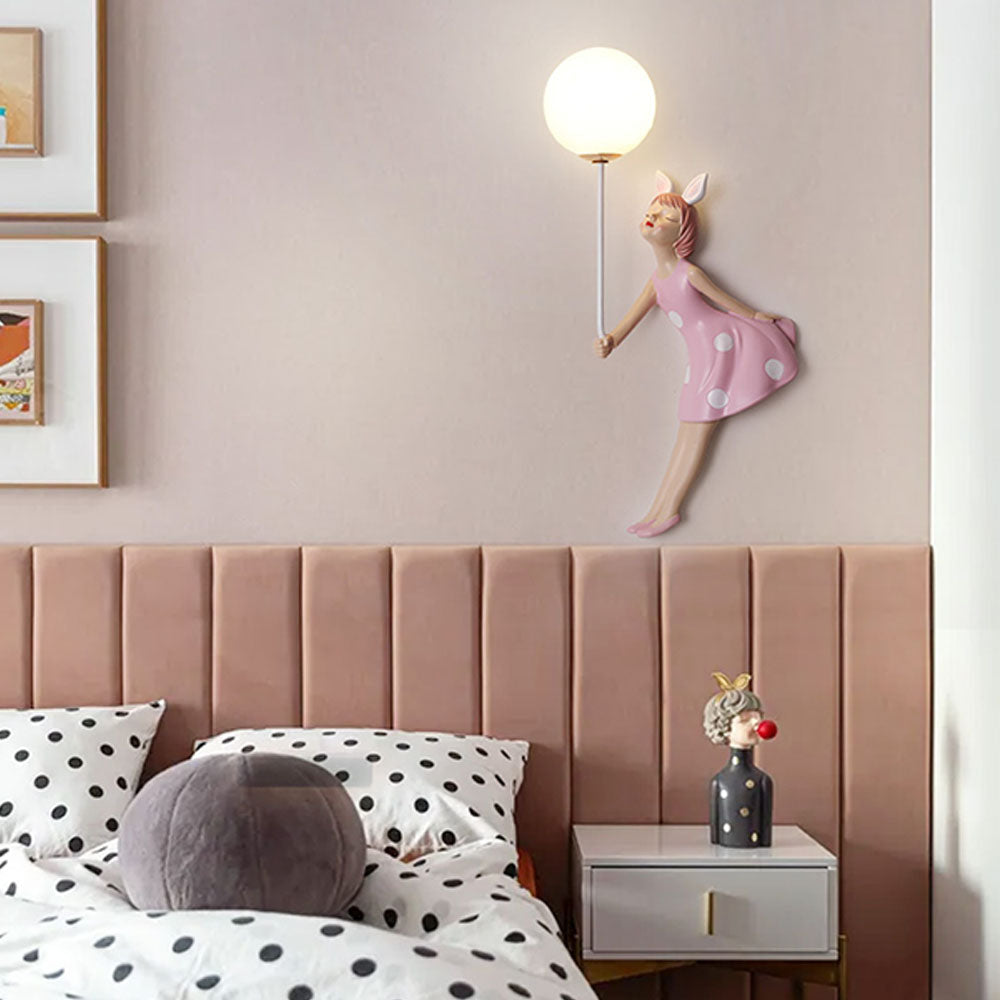 Minori Design Meisje LED Wandlamp Hars Roze Slaap/Kinder/Woon/Eetkamer