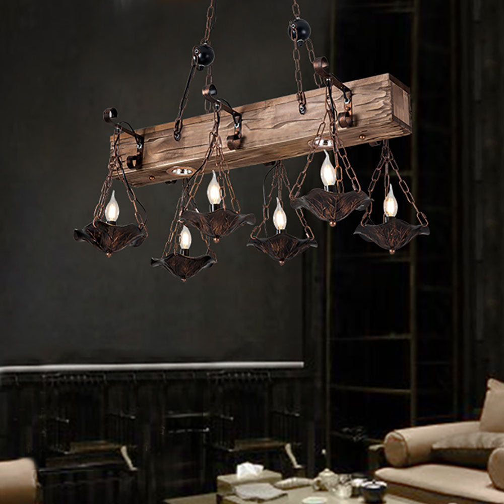 Brio Industrial Metal/Wood Pendant Light, Bronze