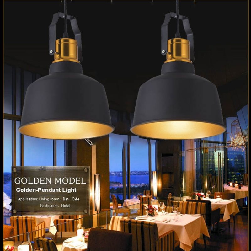 Alaric Industriele LED Hanglamp Zwart Goud Metaal Eetkamer Slaapkamer