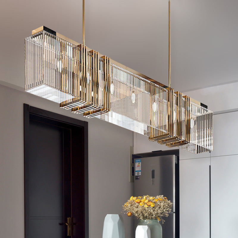 Kajetan Design Rechthoekig LED Hanglamp Goud/Transparant Metaal/Acryl Woonkamer/Slaapkamer