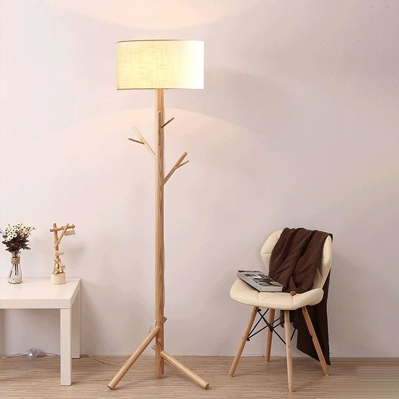 Muto Modern Design Vloerlamp Japanse Boom Beige Stof/Hout Woonkamer