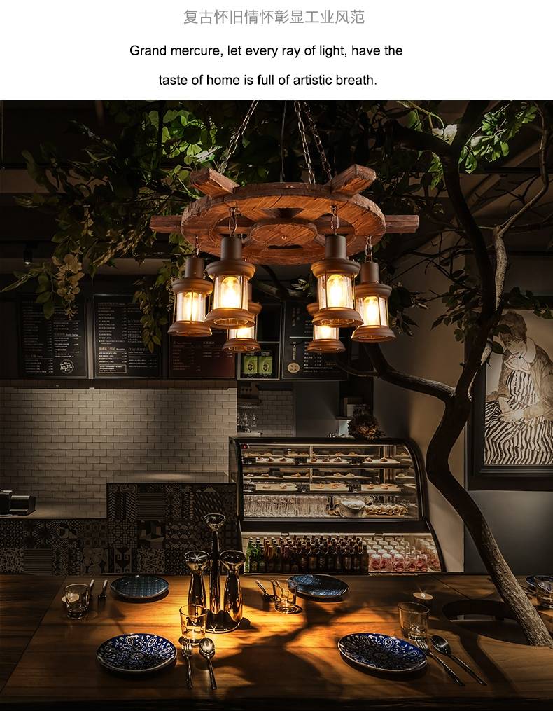 Brio Industriële Piraten LED Hanglamp Hout/Metaal Woonkamer/Bar/Restaurant