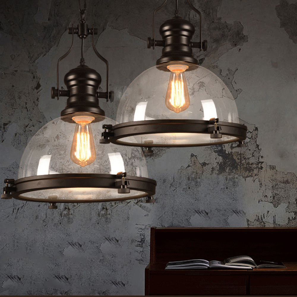 Julian Design Retro Ronde LED Hanglampen Zwart Glas Metaal Eetkamer