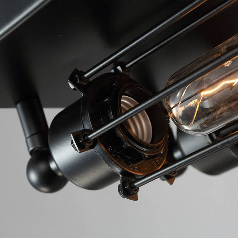 Valerio Vintage Tubed Metal Flush Mount Ceiling Light, Black, Living Room