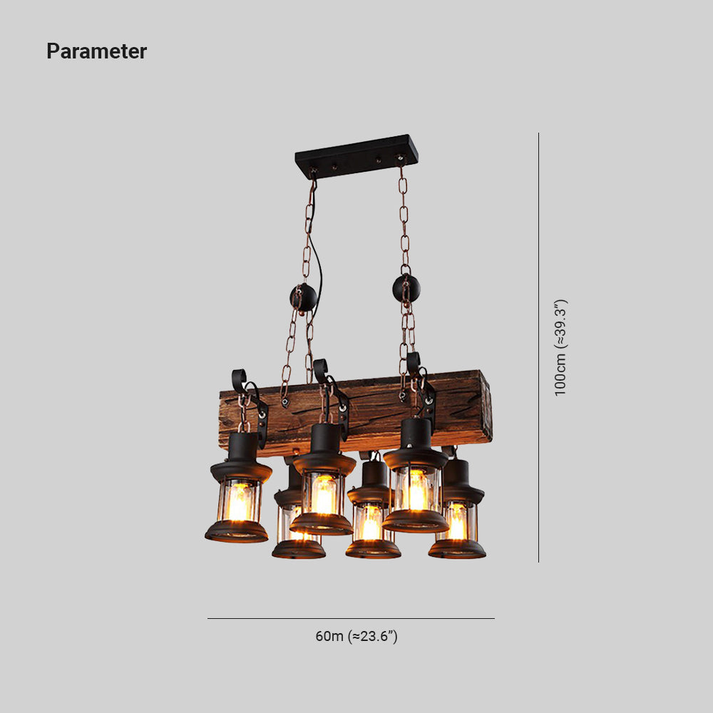 Brio Retro Rectangular Metal/Wood Lantern Pendant Light