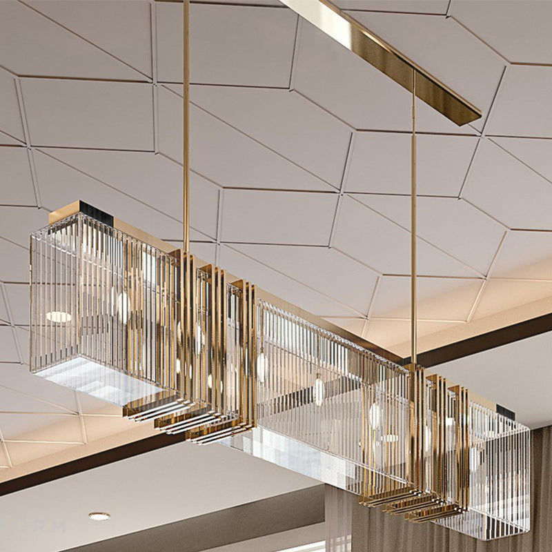 Kajetan Design Rechthoekig LED Hanglamp Goud/Transparant Metaal/Acryl Woonkamer/Slaapkamer