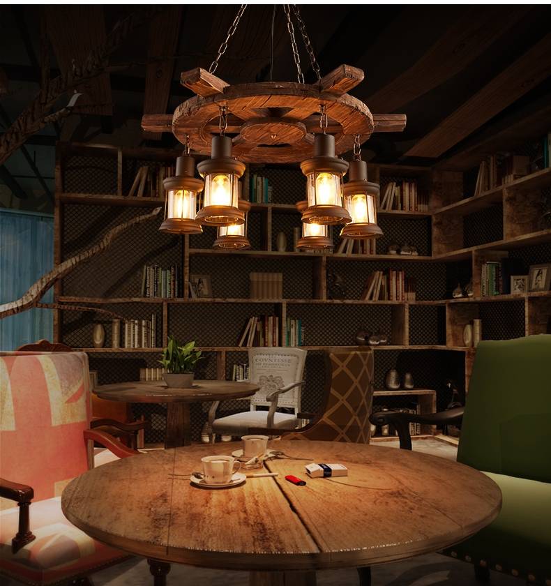 Brio Industriële Piraten LED Hanglamp Hout/Metaal Woonkamer/Bar/Restaurant