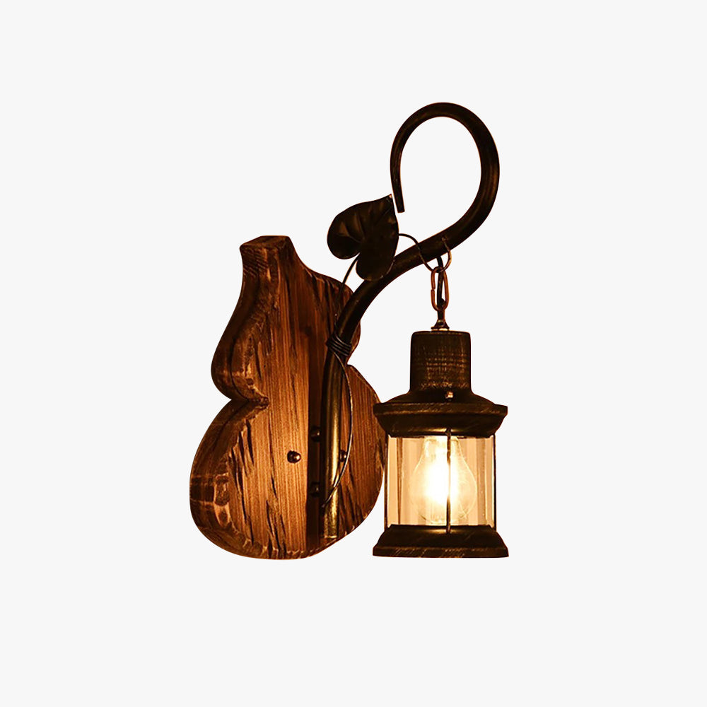 Carina Cucurbits/Kaars Vintage Wandlamp, Hout/Metaal, Woonk/Eetk/ Slaapkamer