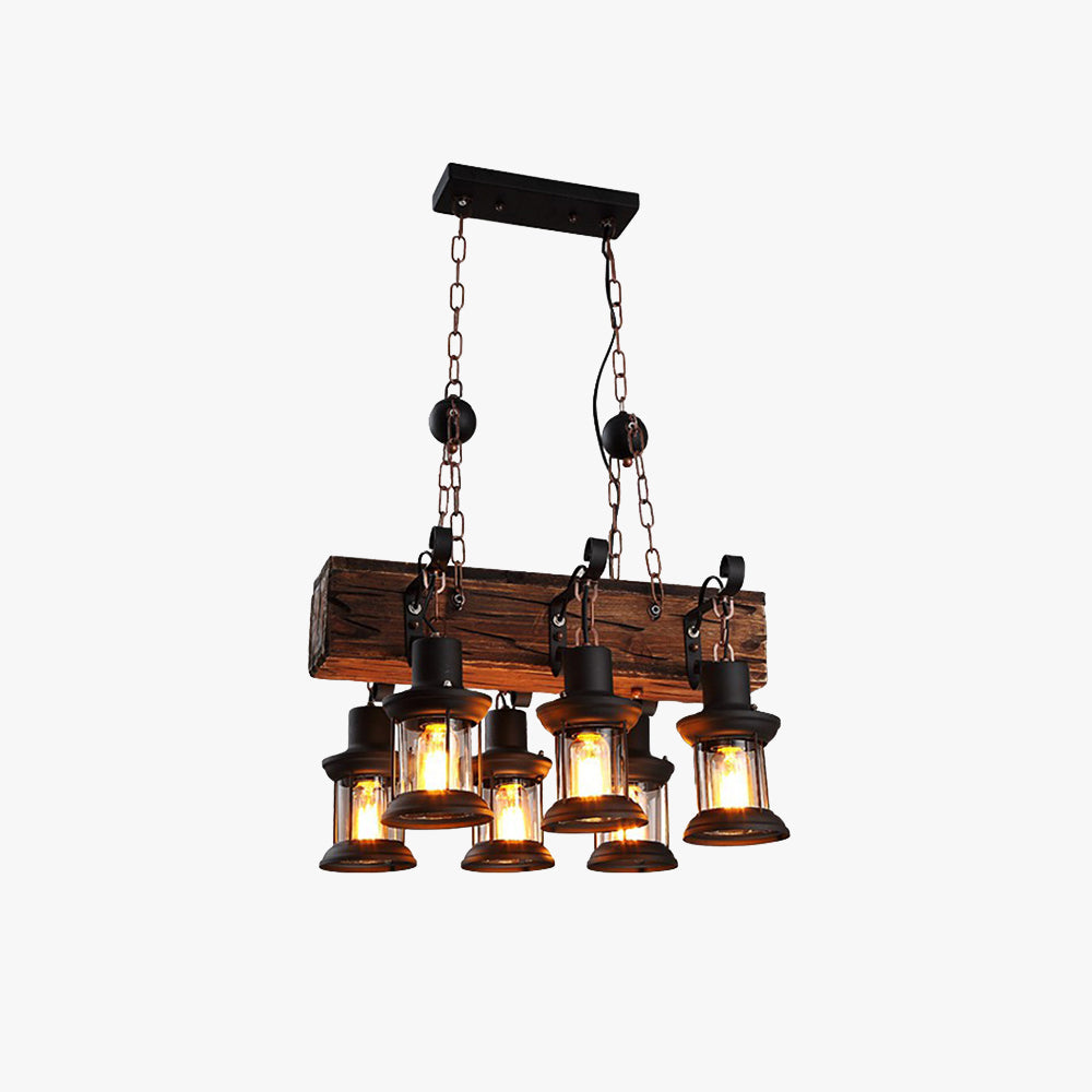 Brio Retro Rectangular Metal/Wood Lantern Pendant Light