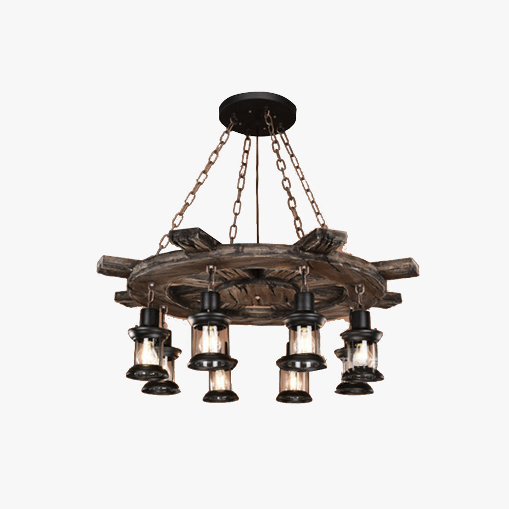 Brio Retro Rudder Metal & Wood Pendant Light, 8 Heads
