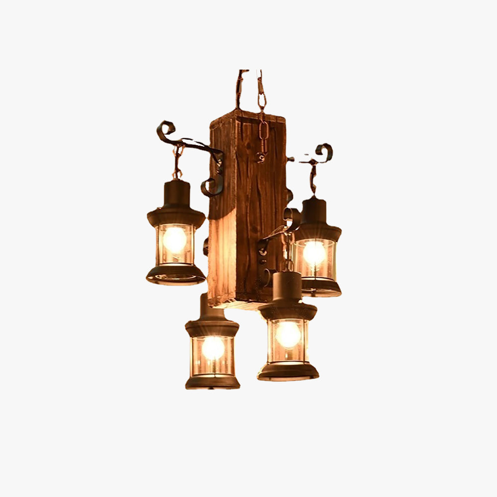Brio Vintage Rechthoekige Hanglamp,  Metal/Houten Eetk/Woonkamer