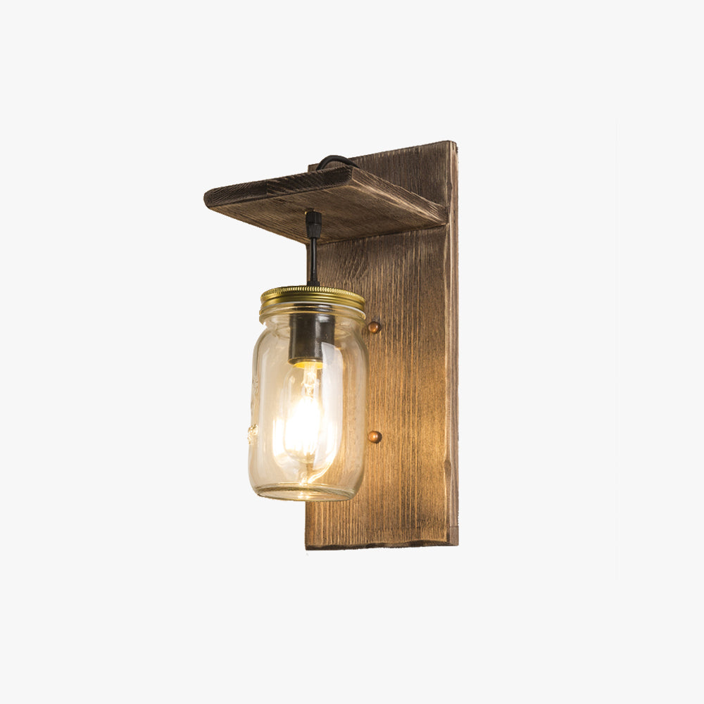 Brio Vintage Potvorm Houten Metalen Wandlamp, Slaapkamer/Keuken
