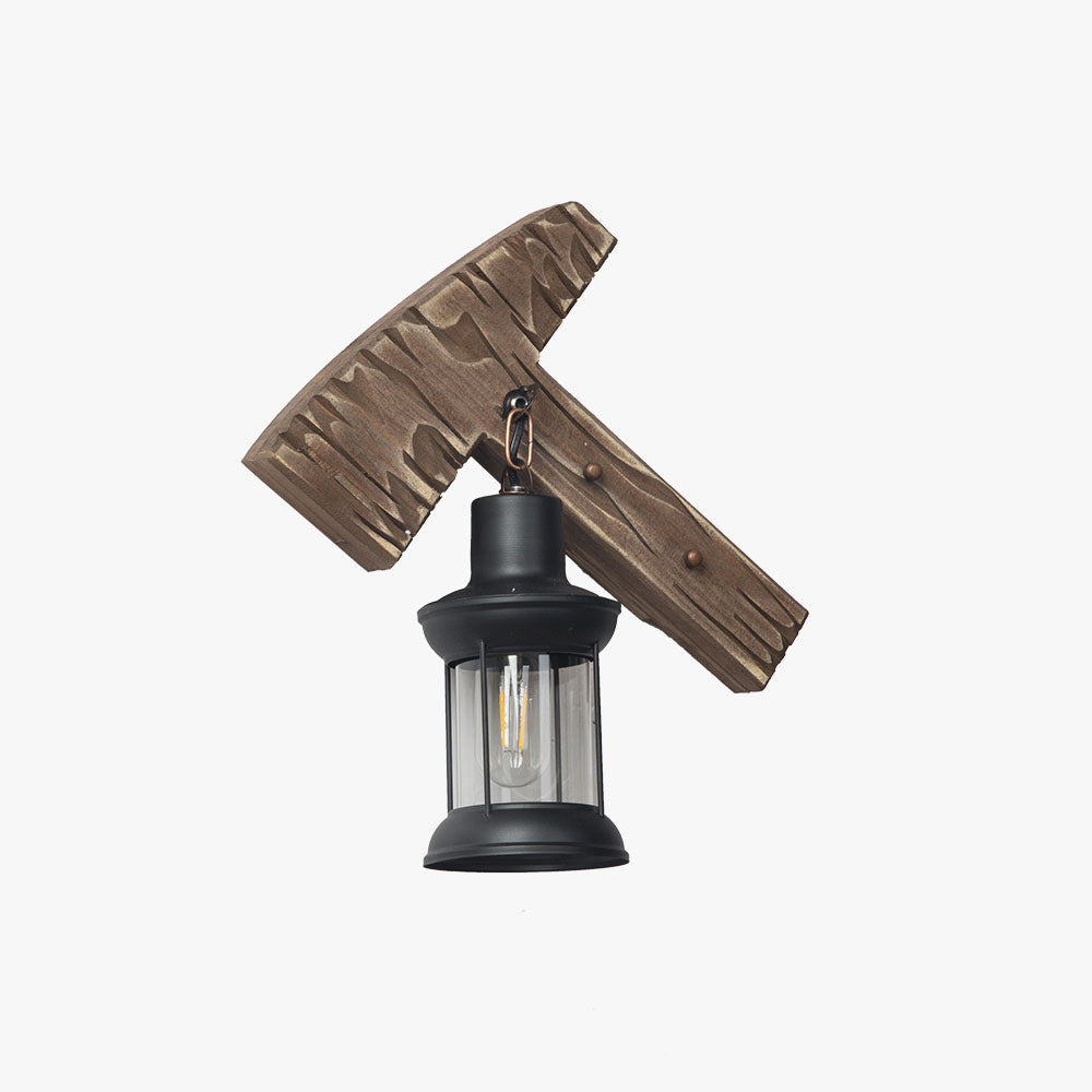 Brio Hamervorm Vintage Wandlamp, Hout/Metaal, Woonk/ Eetk/Slaapkamer