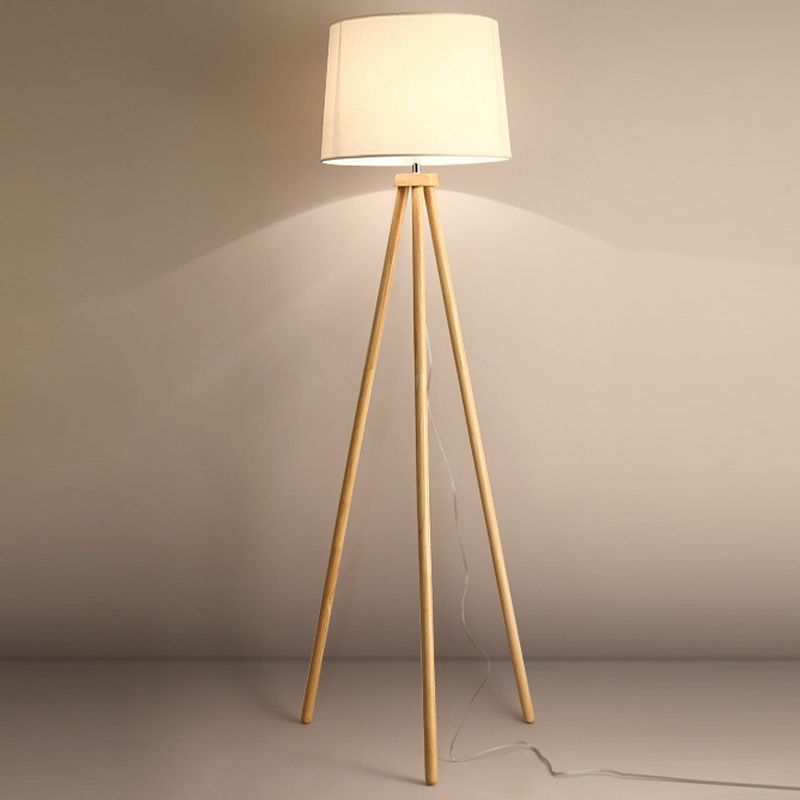 Muto Modern Design LED Vloerlampen Beige Wit Hout Stof Slaapkamer