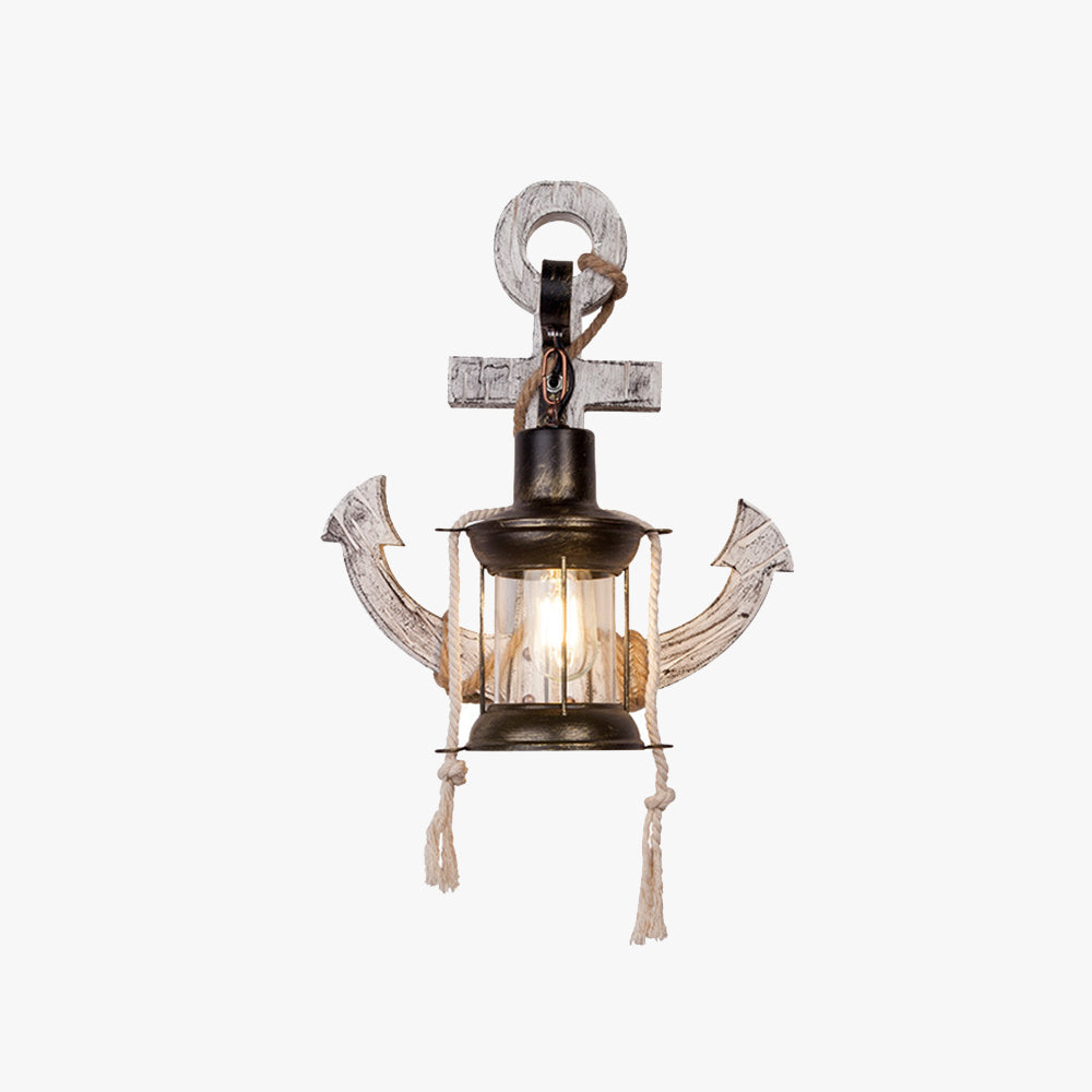 Carina Anchor Lantern Wall Lamp, Vintage/Antique, Wood, Bedroom