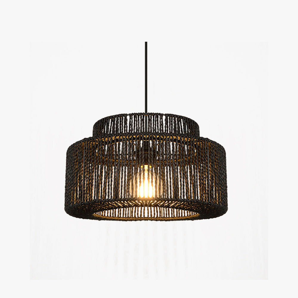 Muto Design Cilindrisch LED Hanglamp Metaal/Twine Zwart Slaap/Woon/Eetkamer