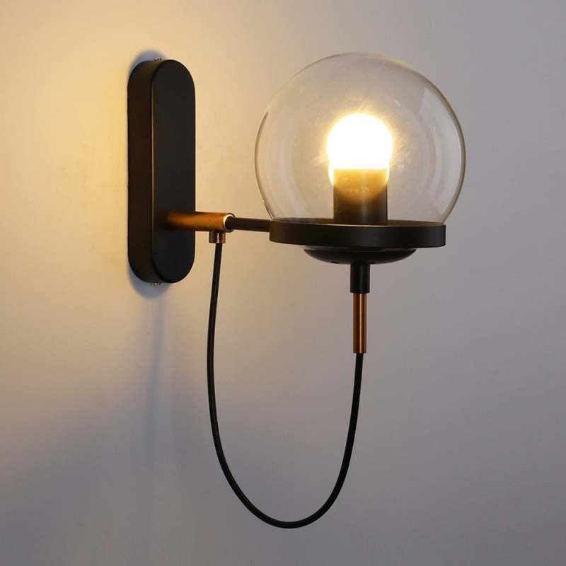 Valerio Retro Rustieke Glazen Design Wandlamp Zwart/Brons Woonk/Eetkamer