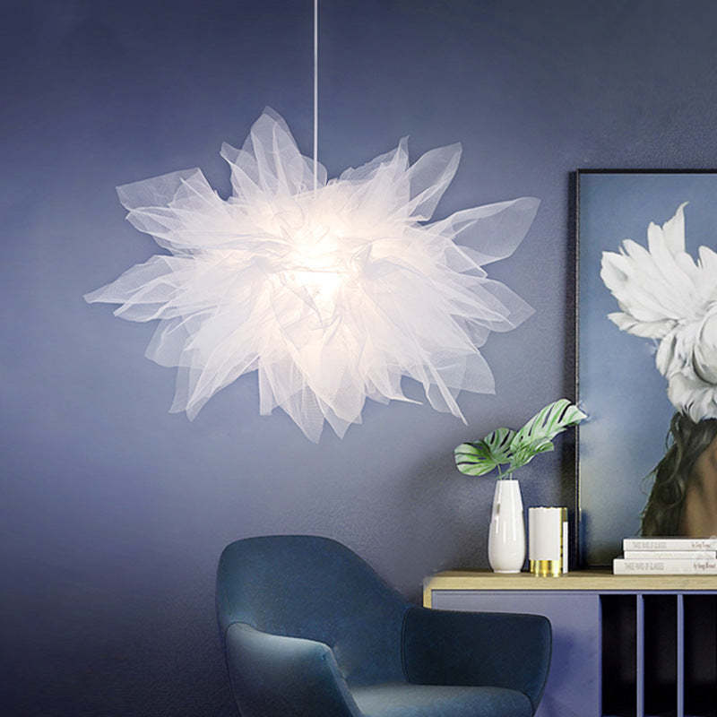Carina Bloem LED Hanglampen Wit Metaal Stof Woonkamer Eetkamer