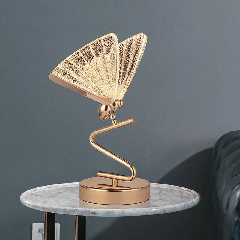 Kady Design Vlinder LED Vloerlamp/Tafellamp Metaal/Acryl Goud/Transparant Woonkamer/Slaapkamer