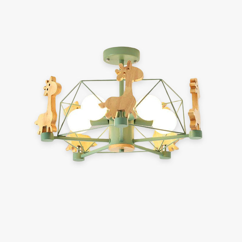 Minori Moderne Leuke LED Plafondlampen Grijs Groen Hout Metaal Eetkamer