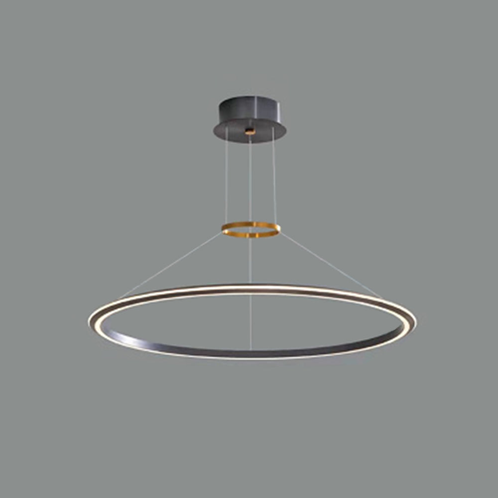 Alonza Minimalist Ring Metal Pendant Light, Black