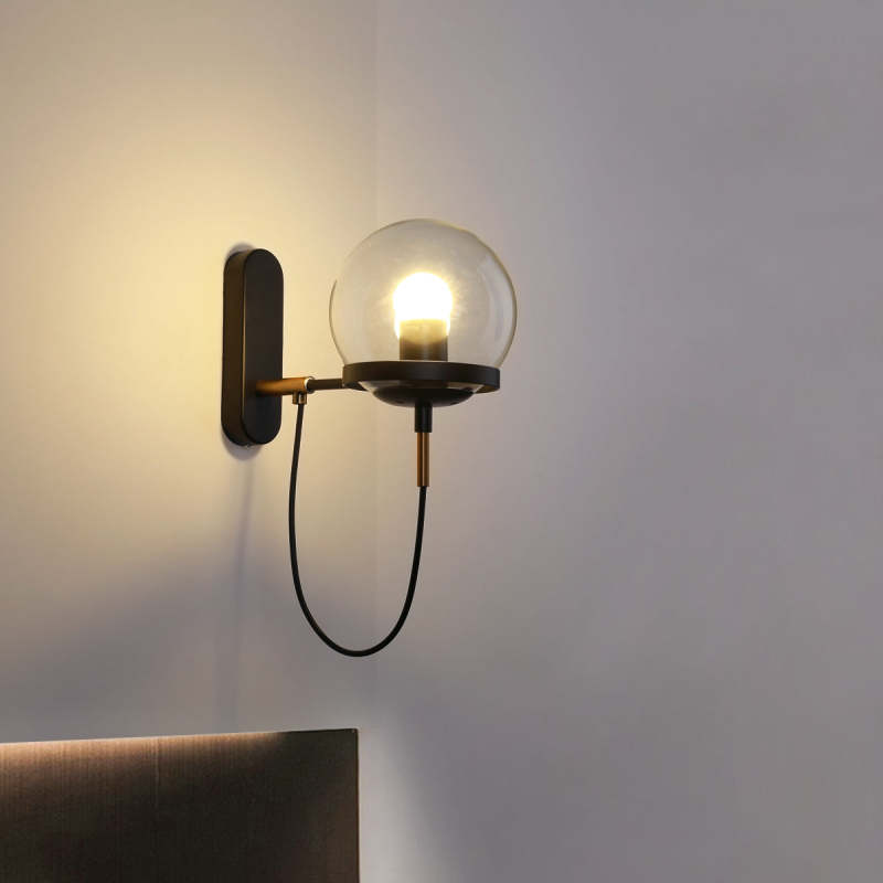 Valerio Retro Rustieke Glazen Design Wandlamp Zwart/Brons Woonk/Eetkamer