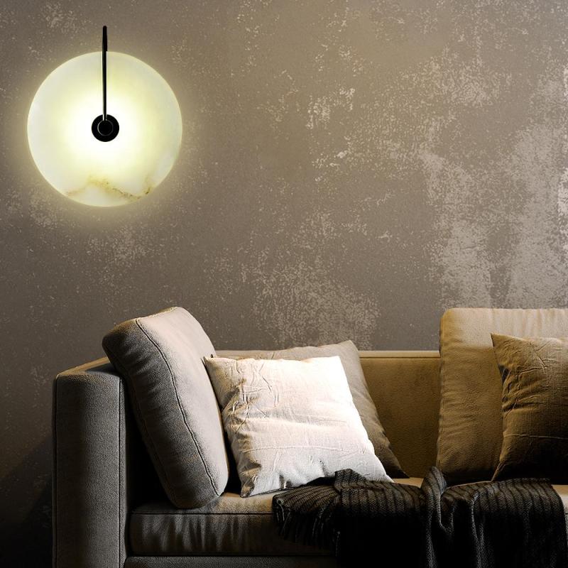 Jade Design Ronde LED Wandlamp Goud/Zwart Metaal/Kunstmatige Marmer Slaap/Woonkamer