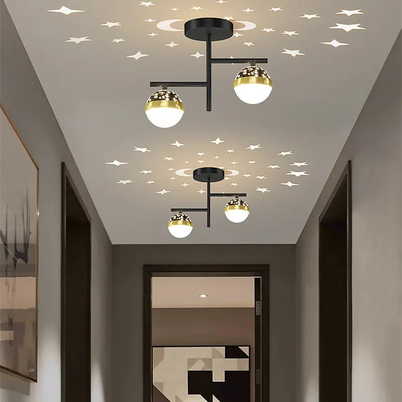Madina Vintage Ronde LED Hanglampen Gouden Zwart Metaal Slaapkamer