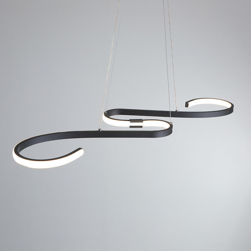 Louise Gebogen LED Hanglampen Wit Zwart Metaal Silicagel Eetkamer