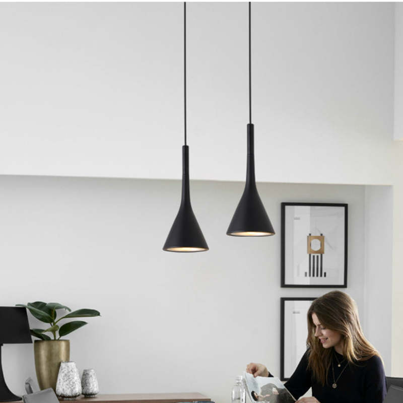 Morandi Moderne Driehoek Hanglampen Zwart Wit Geel Woonkamer