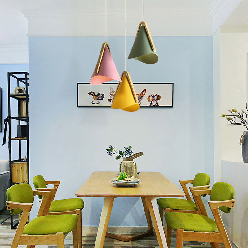 Morandi Moderne LED Hanglampen Roze/Groen/Geel Metaal/Hout Eetkamer
