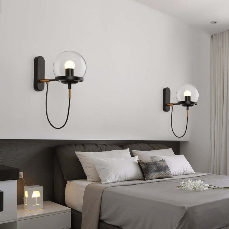 Valerio Retro Rustieke Glazen Design Wandlamp Zwart/Brons Woonk/Eetkamer