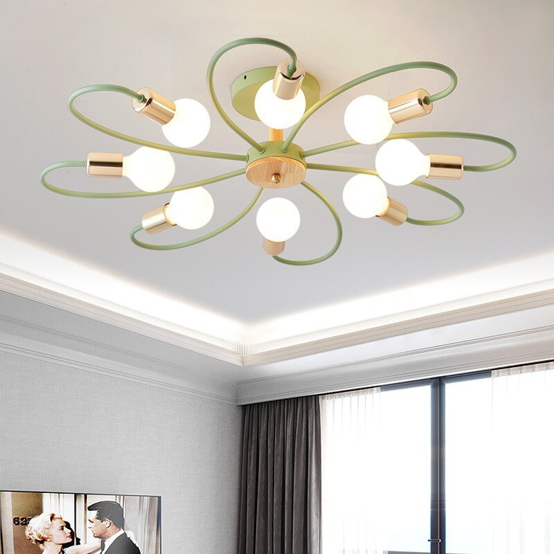 Lacey Nordic Plafondlampen Glas Grijs Wit Metaal Slaapkamer Woonkamer