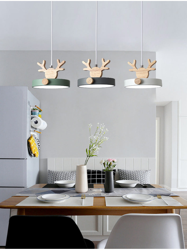 Morandi Modern Deer Antler LED Kroonluchter Hout Slaapkamer Woonkamer Eetkamer