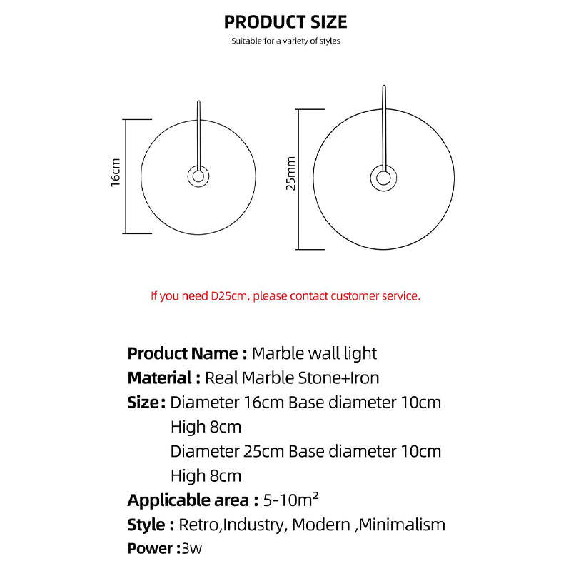 Jade Design Ronde LED Wandlamp Goud/Zwart Metaal/Kunstmatige Marmer Slaap/Woonkamer