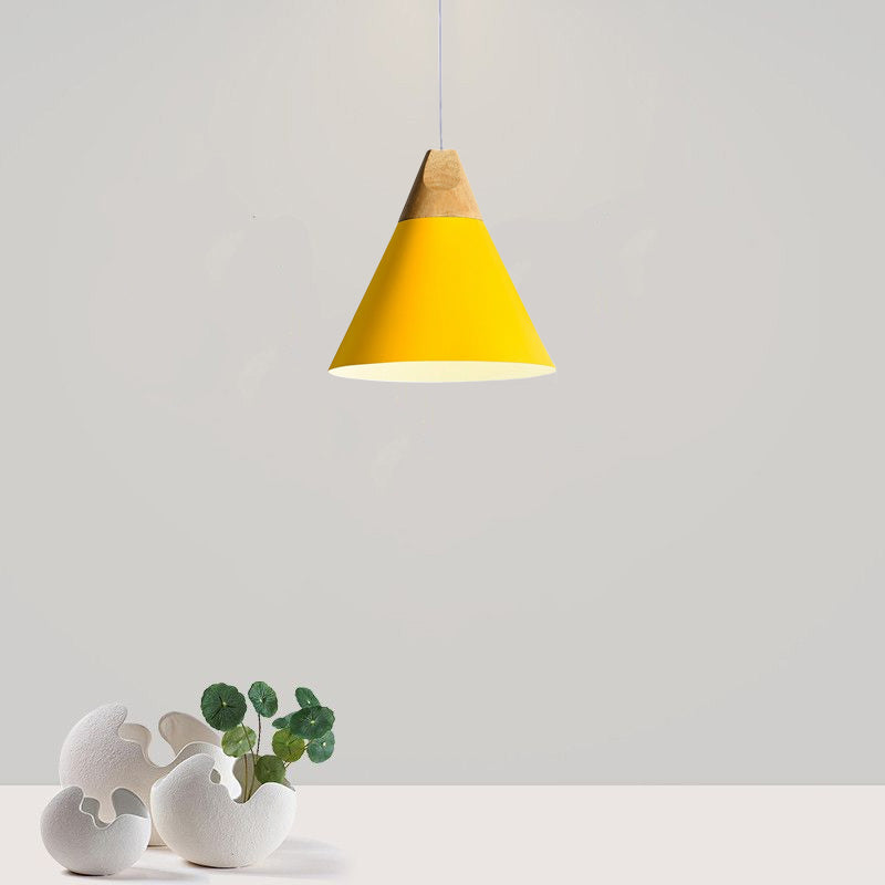 Morandi Moderne LED Hanglampen Geel Grijs Groen Metaal Hout Woonkamer