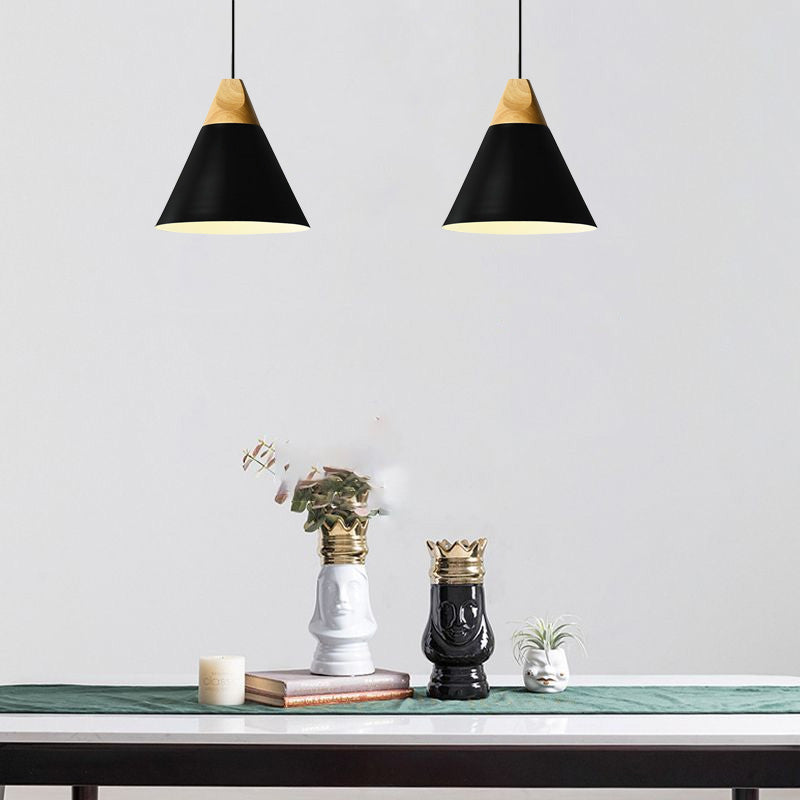 Morandi Moderne LED Hanglampen Geel Grijs Groen Metaal Hout Woonkamer