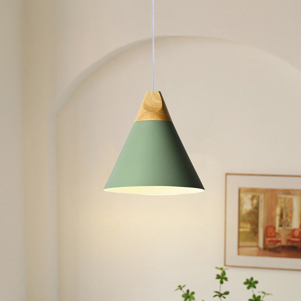 Morandi Moderne LED Hanglampen Geel Grijs Groen Metaal Hout Woonkamer