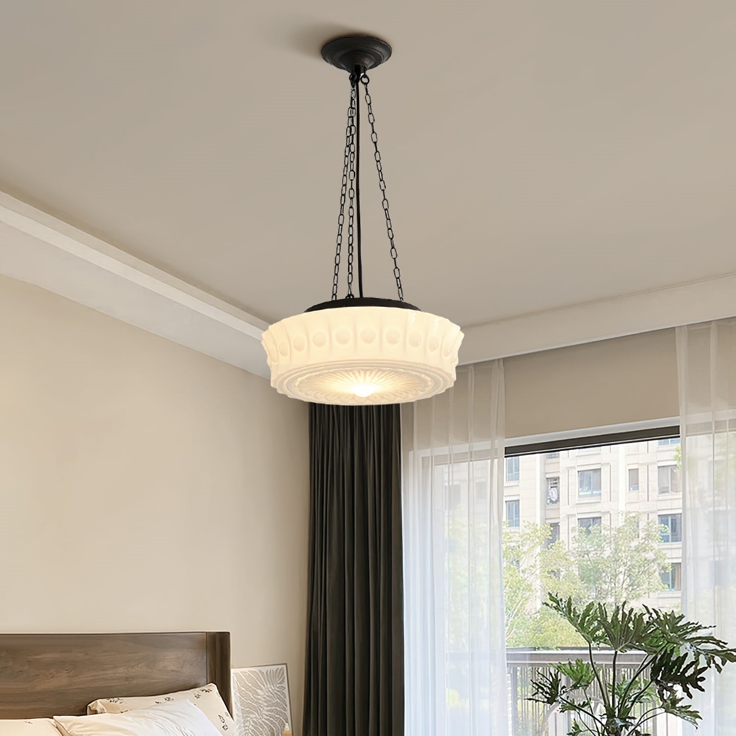 Hailie Vintage Franse Hanglamp Wit/Beige Woonkamer/Slaapkamer