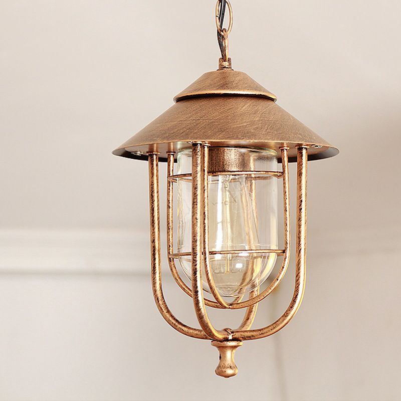 Valerio Retro Lantern Metal Pendant Light, Black/Bronze