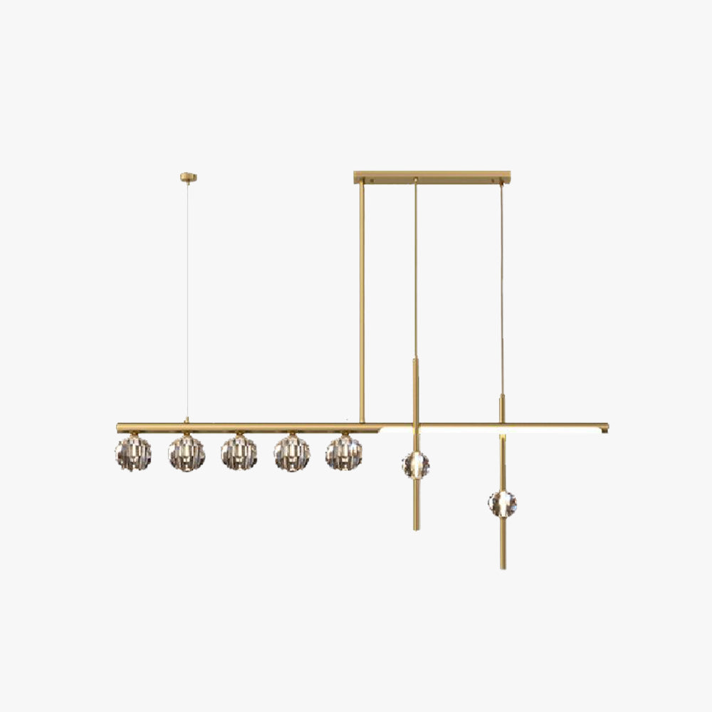 Kirsten Design Lineair/Bol LED Hanglamp Metaal/Crystal Goud Slaap/Woon/Eetkamer