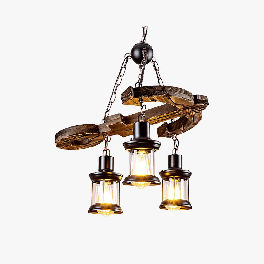 Brio Retro Design Hanglamp Kroonluchter Van Hout/Metaal