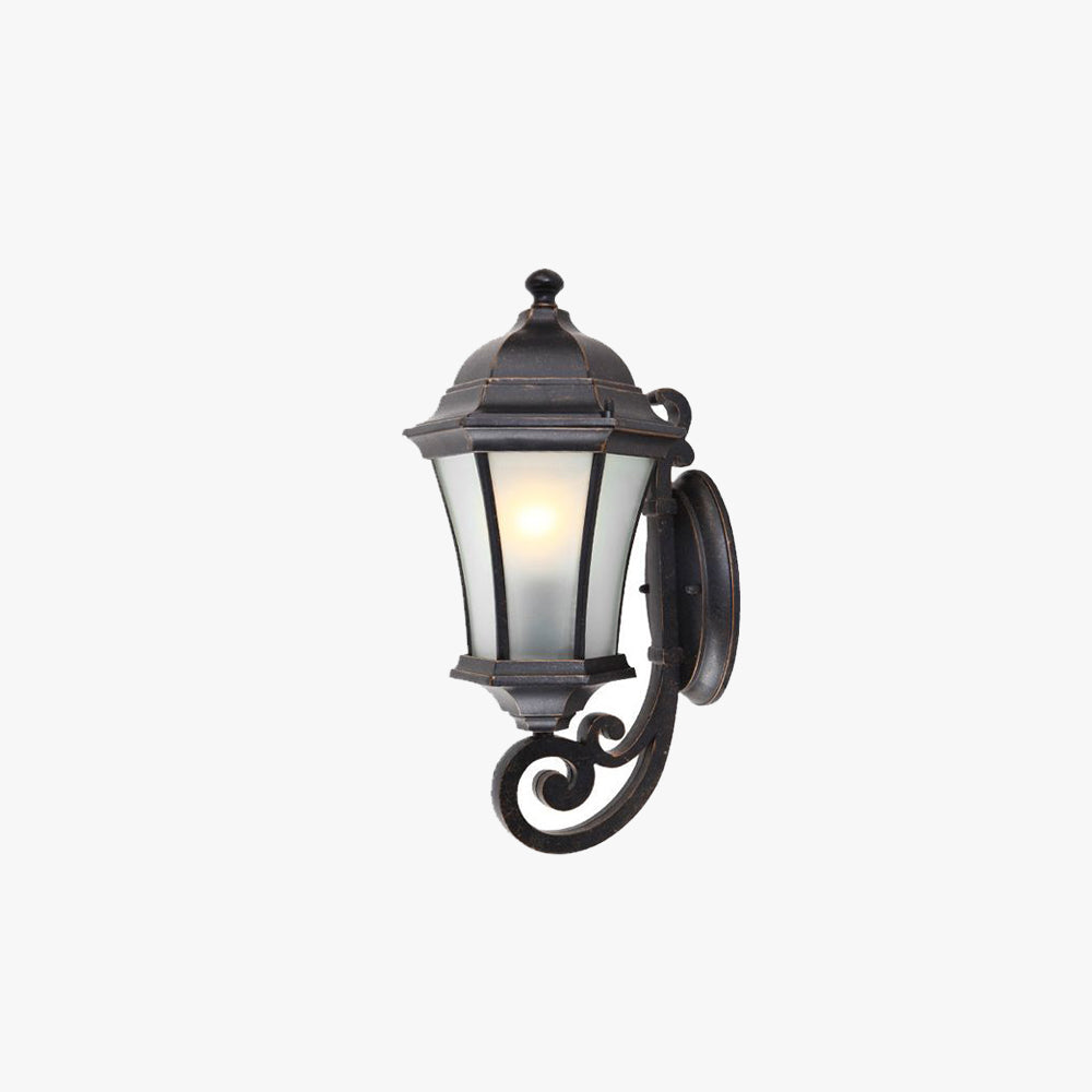 Valerio Vintage Lantern Metal/Glass Outdoor Wall Lamp, Black