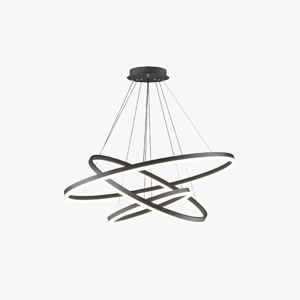 Alonza 3-Rings Black Black Modern Pendant Light