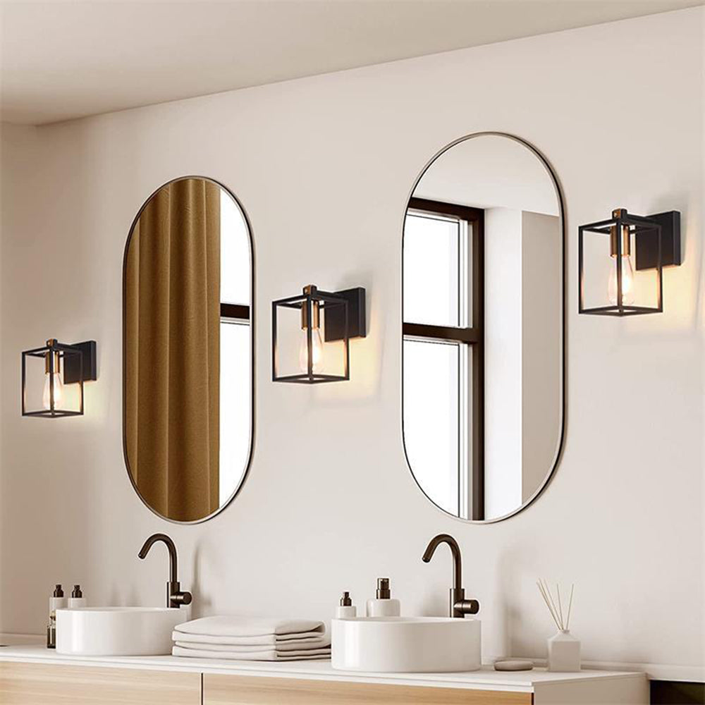 Fletcher Industriele LED Wandlamp Zwart Metaal/Acryl Badkamer Binnen