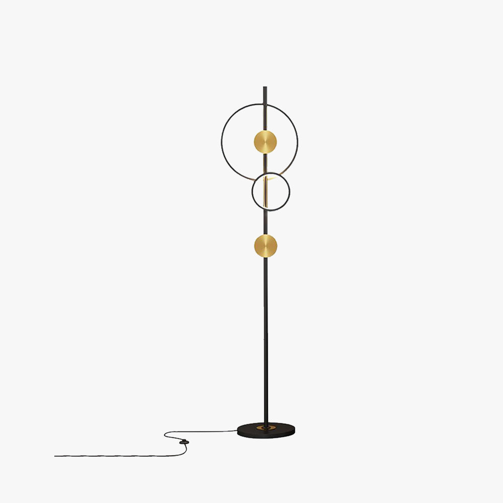 Alonza Moderne Ring Vloerlampen, Zwart/Goud, Slaapkamer/Studeerkamer