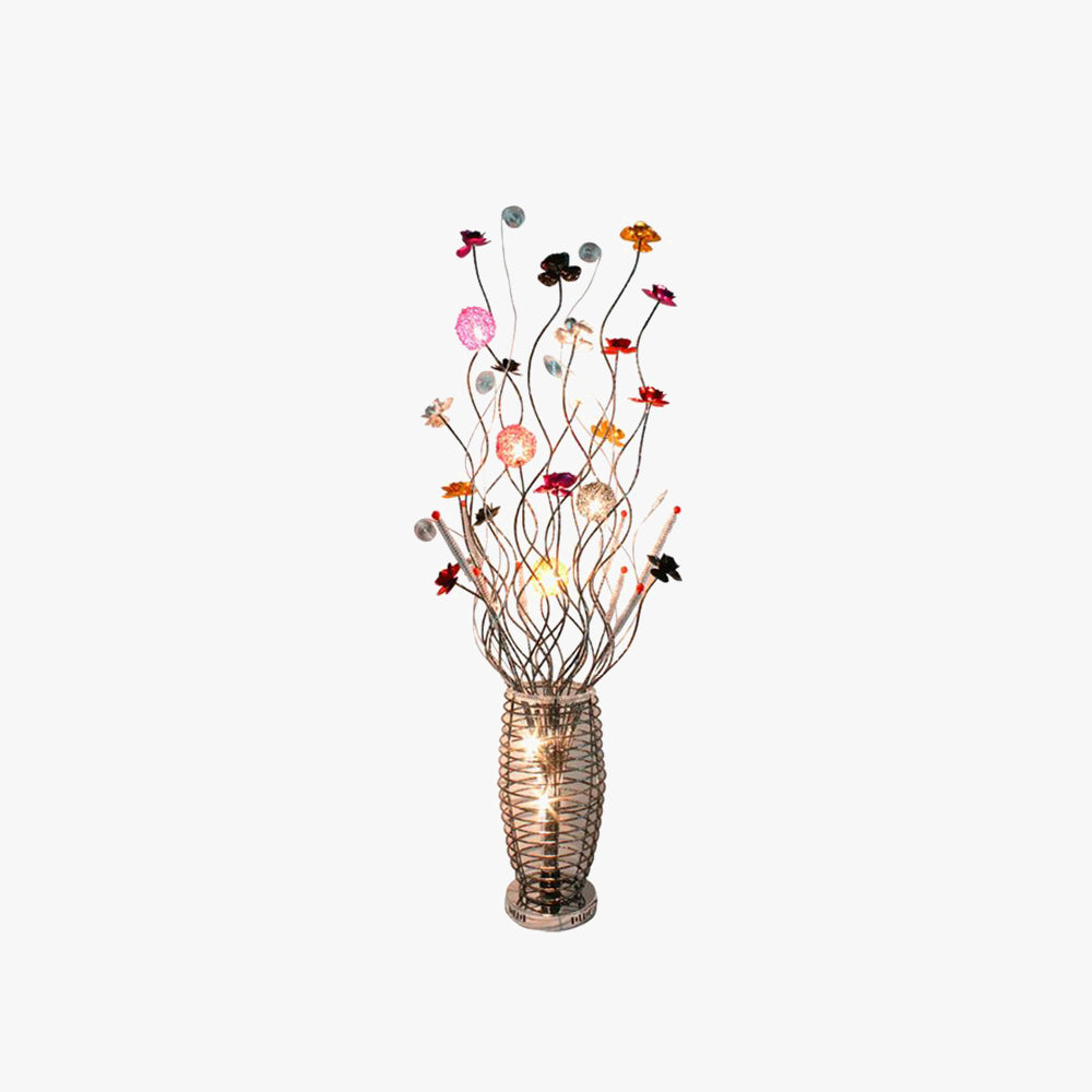 Carina Art Deco Design Bloemenvaas Zilver Metalen Vloerlamp, Slaapk/Woonkamer