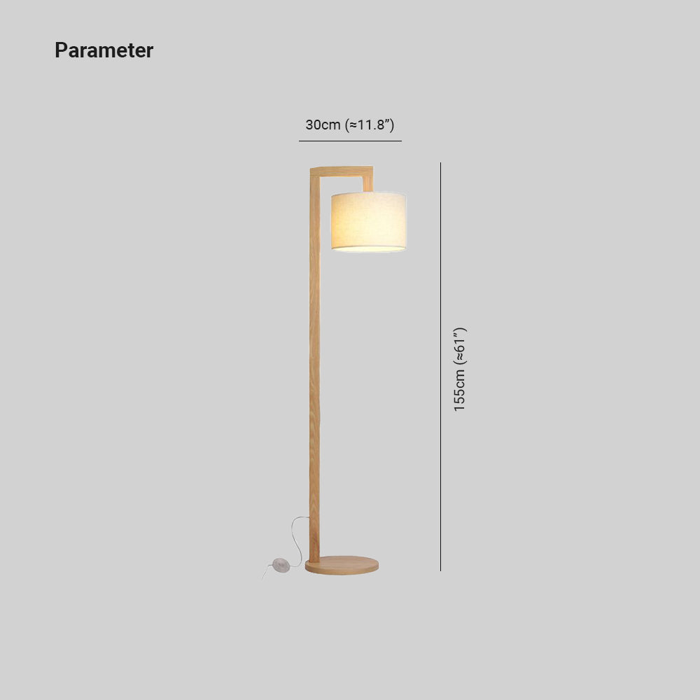 Ozawa Moderne Design Vloerlamp Haakse Arm Beige Hout/Stof  Slaapkamer/Woonkamer