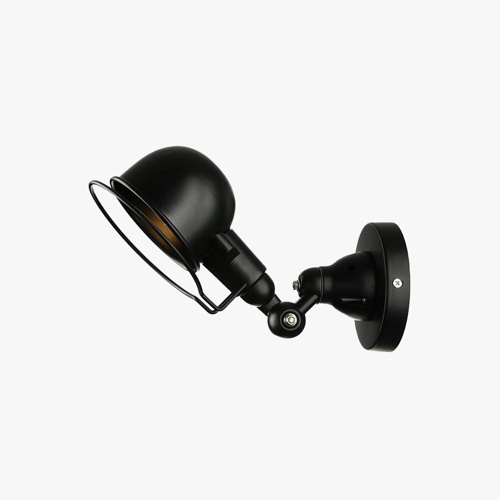 Valerio Wall Lamp Dome Retro, Adjustable Metal, Black, Living Room